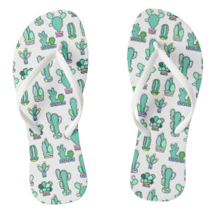 Mint Green Cactus & Succulent Plant Pattern Thongs
