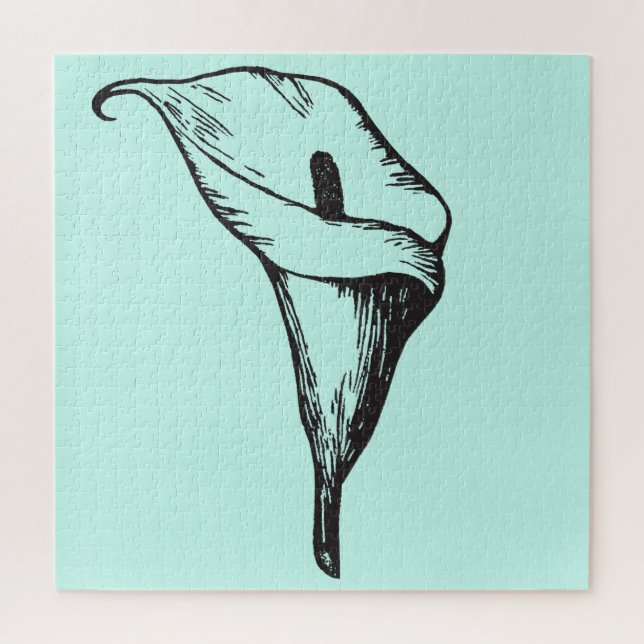 Mint Green Calla Lily Botanical Flower Floral Jigsaw Puzzle (Vertical)