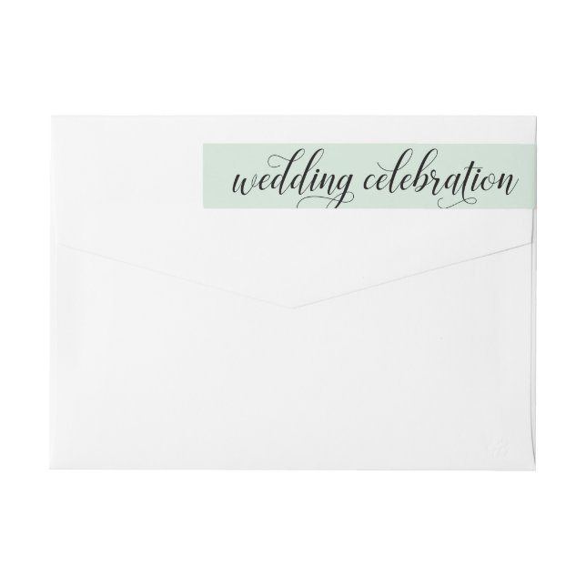 Mint Green Calligraphy Wedding Celebration Wrap Around Label (Back)