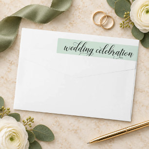 Mint Green Calligraphy Wedding Celebration Wrap Around Label
