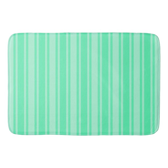 Mint green candy stripes bath mat (Front)