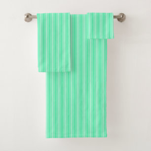 Mint green candy stripes bath towel set