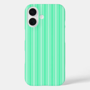 Mint green candy stripes iPhone 16 case