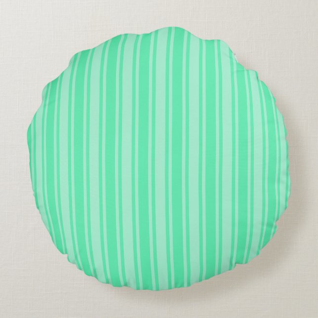 Mint green candy stripes round cushion (Back)