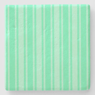 Mint green candy stripes stone coaster