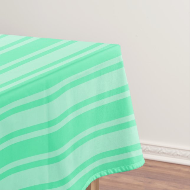 Mint green candy stripes tablecloth (In Situ)