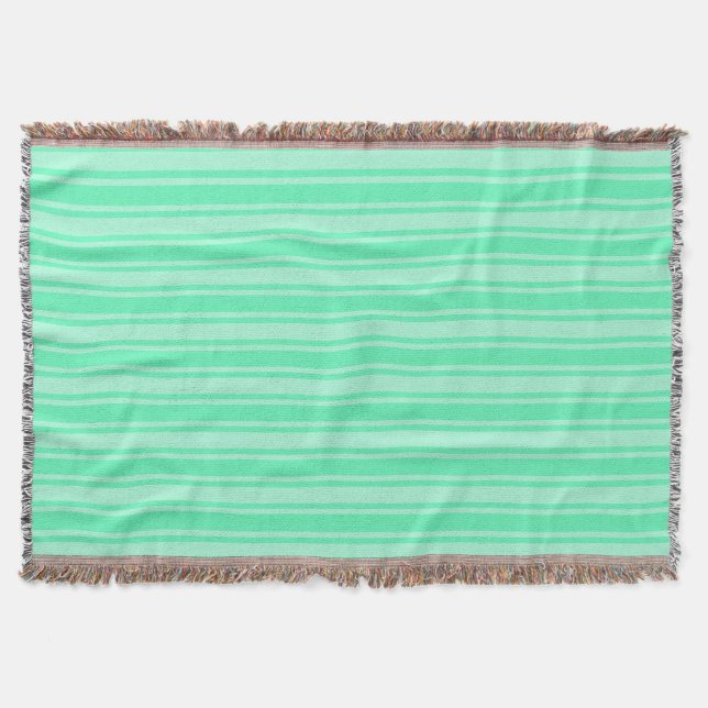 Mint green candy stripes throw blanket (Front)