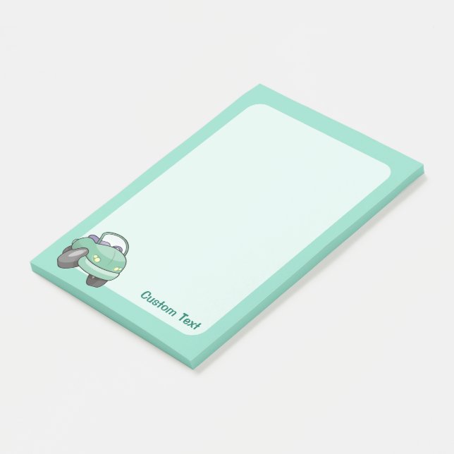 Mint Green Cartoon Car Post-it Notes (Angled)