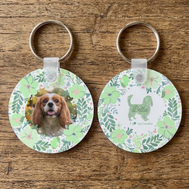 Mint Green Cavalier King Charles Spaniel Custom Key Ring (Creator Uploaded)