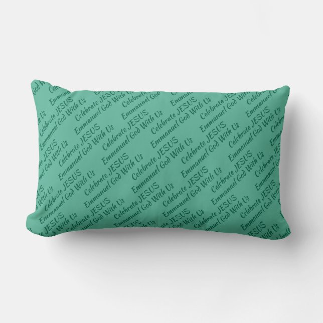 Mint Green | CELEBRATE JESUS EMMANUEL | Christmas Lumbar Cushion (Front)
