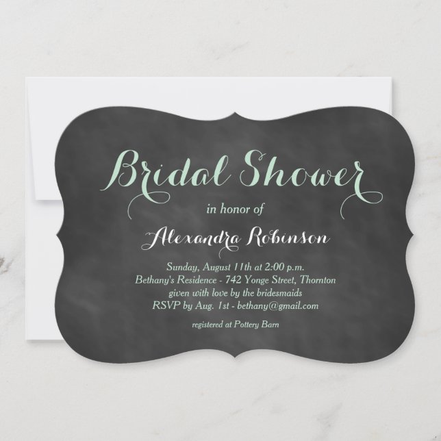 Mint Green Chalk Bridal Shower Invitation (Front)
