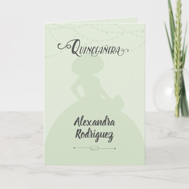 Mint Green Charro Silhouette Quinceanera Invitation (Front)