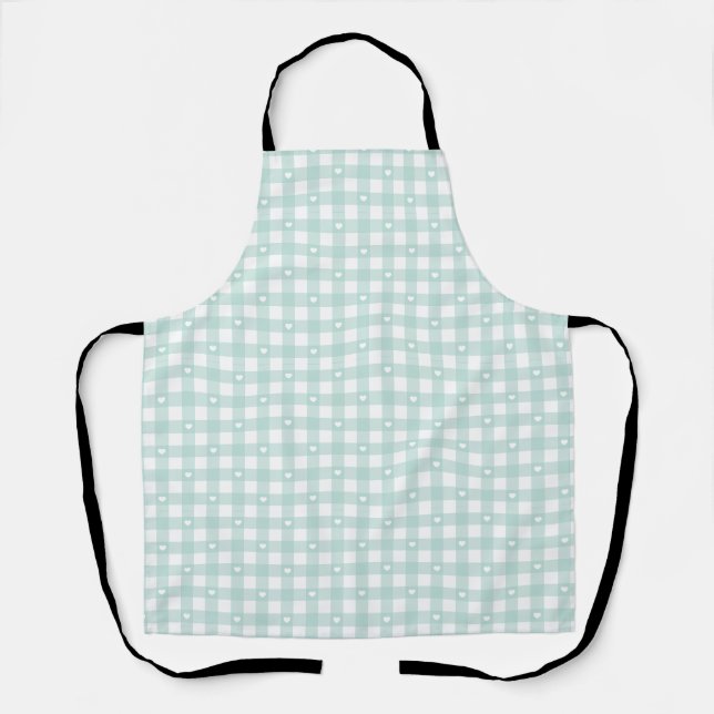 Mint Green Checks Apron (Front)