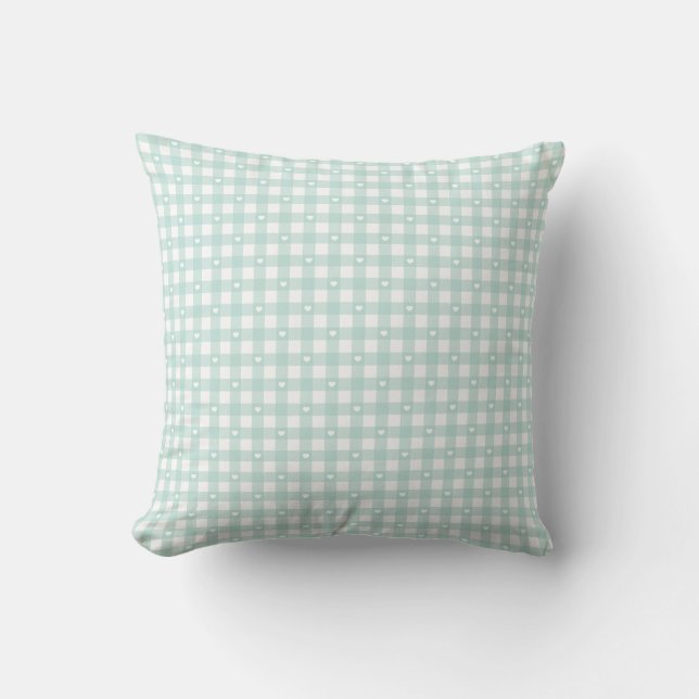 Mint Green Checks Cushion (Front)