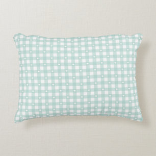Mint Green Checks Decorative Cushion