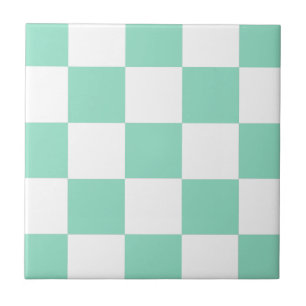 Mint Green Chequerboard Tile