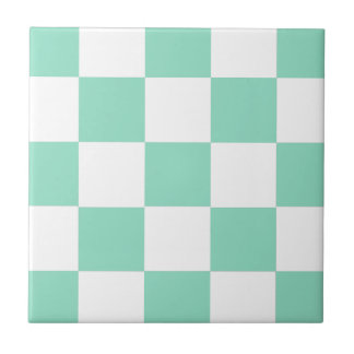 Mint Green Chequerboard Tile