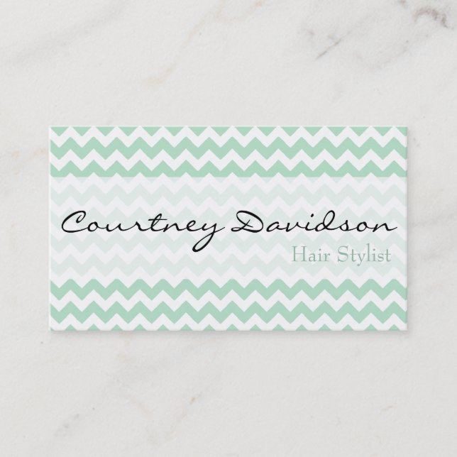 Mint Green Chevron Business Cards (Front)