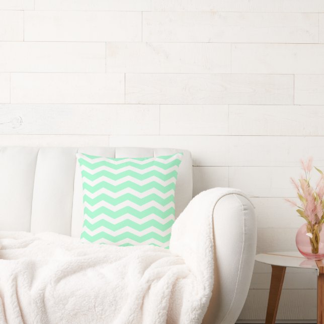 Mint Green Chevron Cushion (Couch)