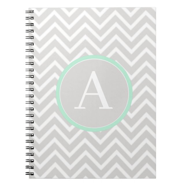 Mint Green Chevron Monogram Notebook (Front)