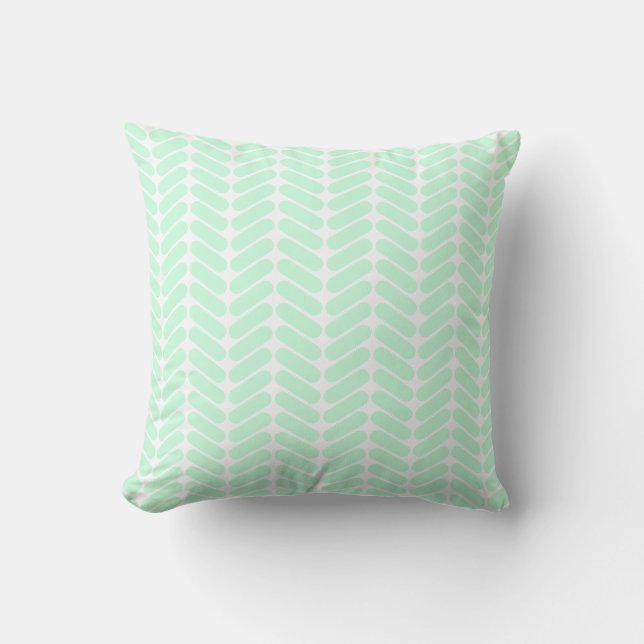 Mint Green Chevron Pattern, like Knitting. Cushion (Front)
