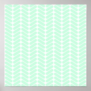 Mint Green Chevron Pattern, like Knitting. Poster