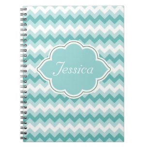 Mint Green Chevron Personalised Spiral NoteBooks