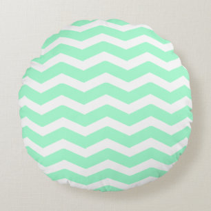 Mint Green Chevron Round Cushion