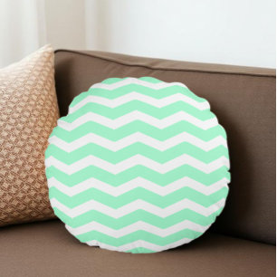 Mint Green Chevron Round Cushion