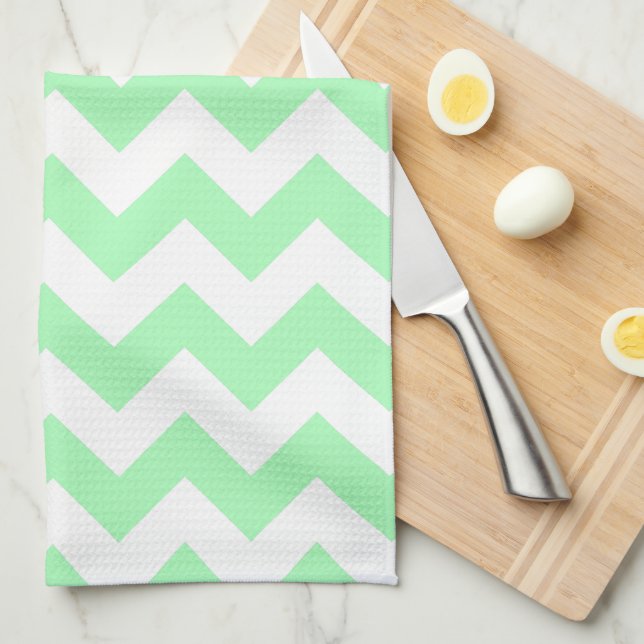Mint Green Chevron Tea Towel (Quarter Fold)