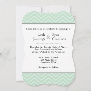 Mint Green Chevron Wedding Invitation