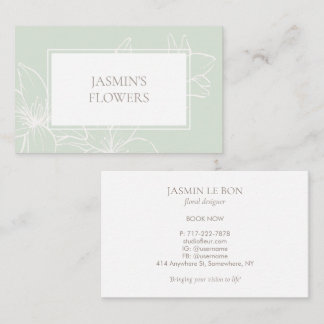 Mint Green | Chic Floral Label Business Card