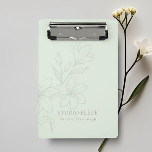 Mint Green Chic Minimal Floral Mini Clipboard