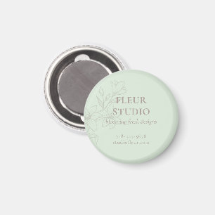 Mint Green Chic Minimalist Floral Magnet