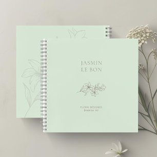 Mint Green Chic Minimalist Floral Notebook