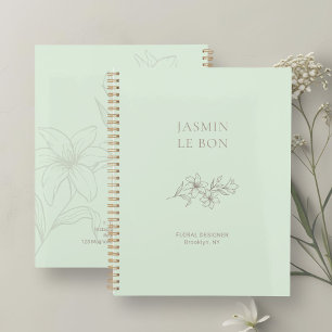 Mint Green Chic Minimalist Floral Planner