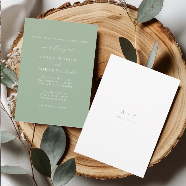 Mint Green Classic Minimal Wedding Invitation (Creator Uploaded)