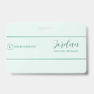 Mint Green Cleaning Service Logo Employee ID Badge
