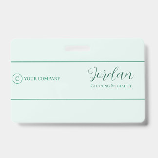 Mint Green Cleaning Service Logo Employee ID Badge