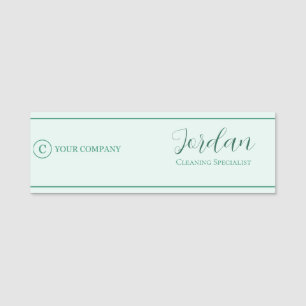 Mint Green Cleaning Service Logo Employee Name Tag