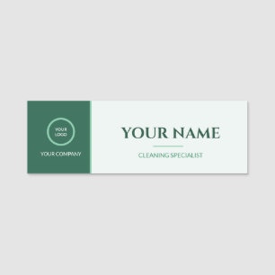 Mint Green Cleaning Service Logo Name Tag