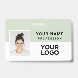 Mint Green Corporate Employee Photo Name Tag ID Badge