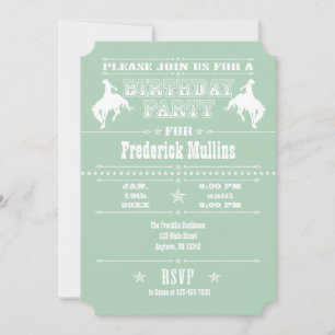 Mint Green Cowboy Rodeo Birthday Party Invitation