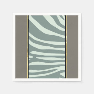 Mint green, cream, and black zebra print napkin