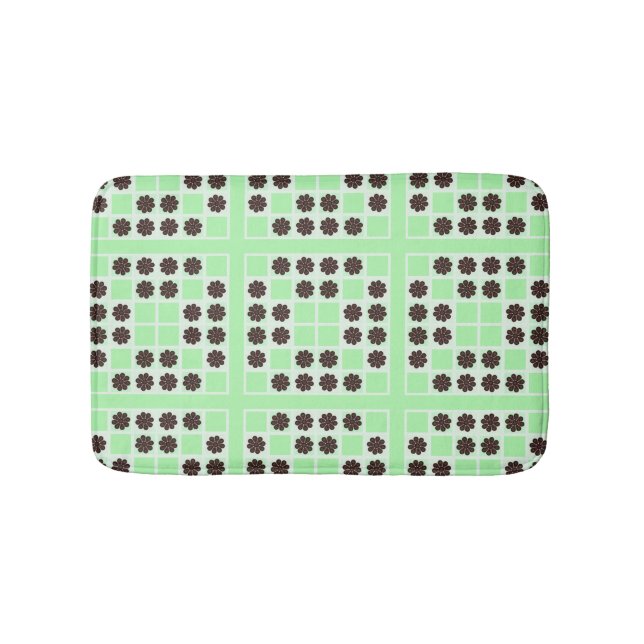 Mint Green Cream And Chocolate Chip Quilt Pattern Bath Mat (Front)