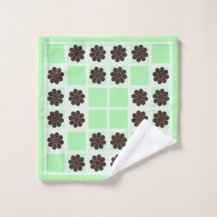 Mint Green Cream And Chocolate Chip Quilt Pattern Wash Cloth