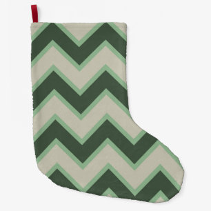 Mint Green Cream Chevron Stripes  Large Christmas Stocking