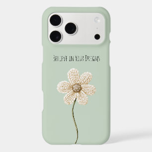 Mint Green Cream Faux Knit Flower