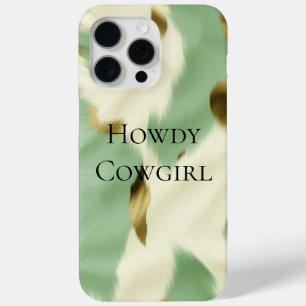 Mint Green Cream Gold Cowhide iPhone 15 Pro Max Case