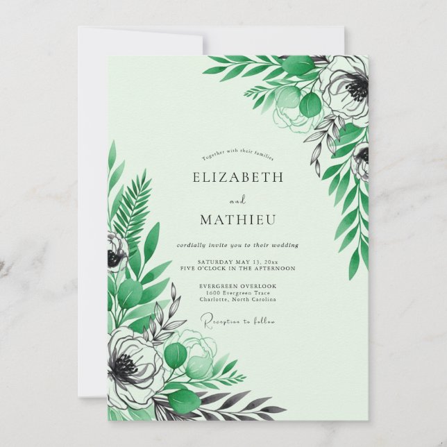 Mint Green Crisp Spring Wedding Invitation (Front)